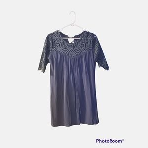 Blue Dress With Lace At Top